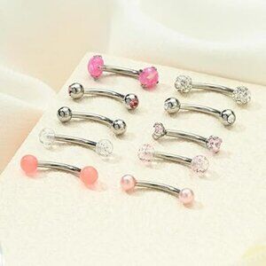10 Eyebrow Piercing Jewelry Curved Barbell Lip Belly Brow
